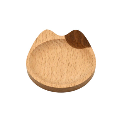 Calico Cat Shaped Wooden Sauce Dish (Japan)