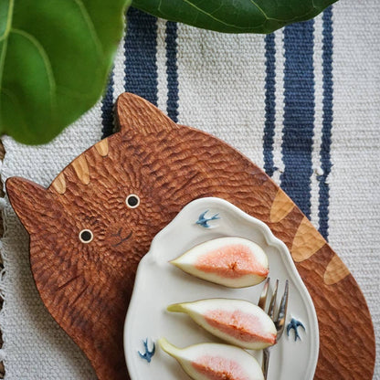 Hand Carved Cat Serving Board | Senser Woodcraft (NJ)