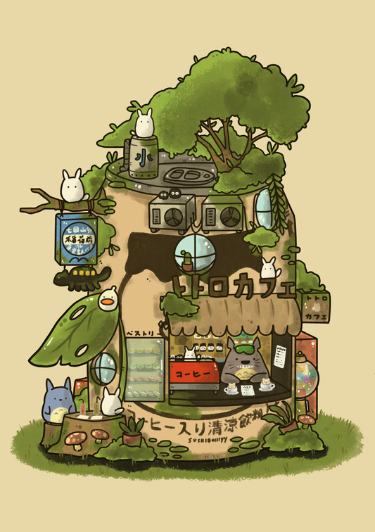 Totoro Cafe Mini Print | Sushiboiiiyy (CAN)