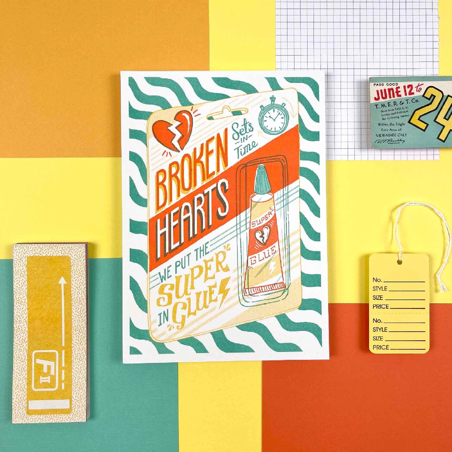 A5 Broken Hearts Risograph Print | Jacqueline Colley (UK)