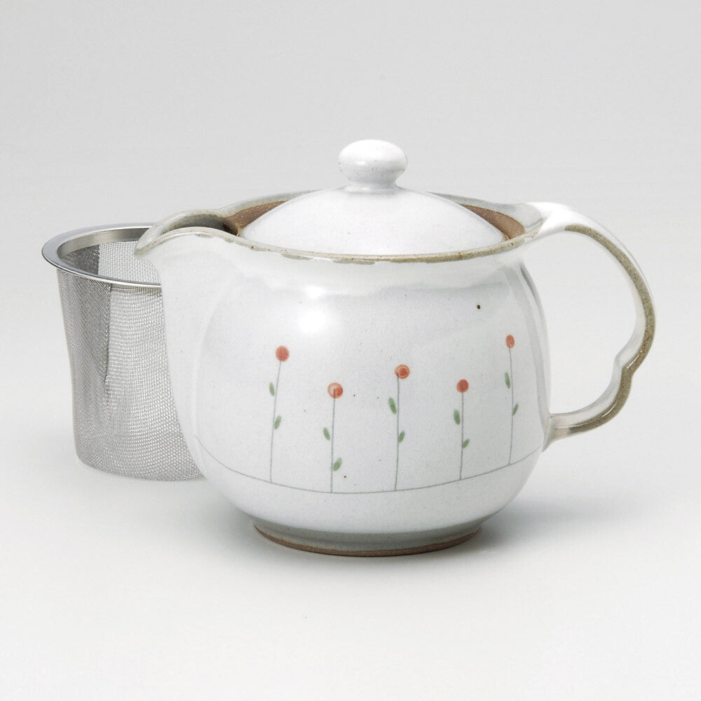 Red Azalea Kyusu Teapot | Mitsui Pottery (Japan)