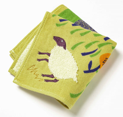 MiW Style Fluffy Gauze Handkerchief | Sheep Design in Beige | moritaMiW (Japan)