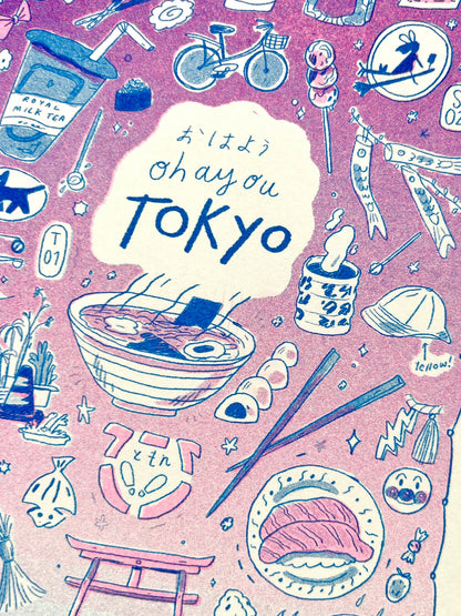 Travel Card Series Tokyo Risograph Print | Natalie Andrewson (CA)