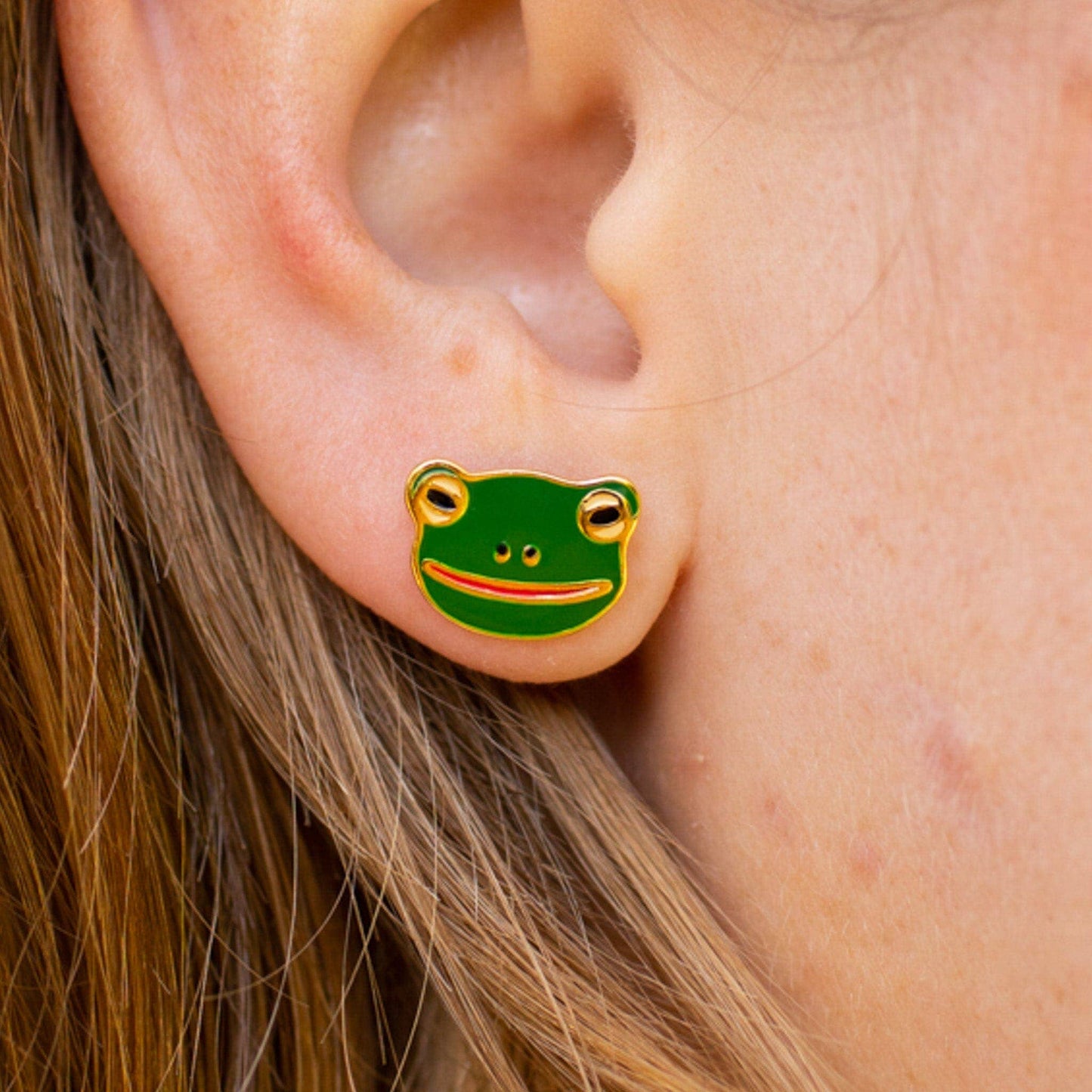 18k Gold Frog Enamel Earrings | Jenny Lemons (CA)
