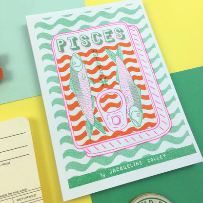 Pisces Zodiac A6 Risograph Print | Jacqeline Colley (UK)
