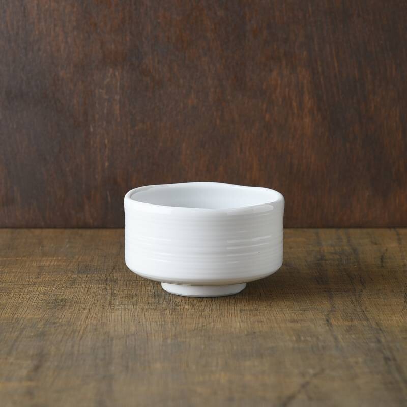 Ceramic Kushime Small Matcha Bowl | White Hime | Yamani (Japan)