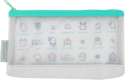 Tamagotchi Mesh Pen Case | Teal | Gusseted Zipper Pouch