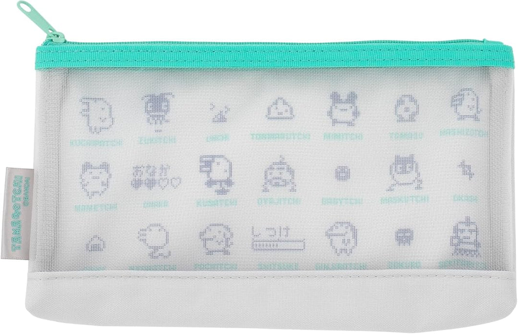 Tamagotchi Mesh Pen Case | Teal | Gusseted Zipper Pouch