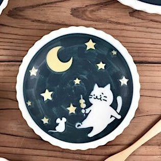 Cat Life Series Ceramic Dish | Starry Night | Mitsui Pottery (Japan)