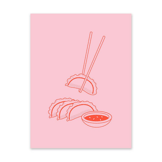 Pink and Red Gyoza Risograph Print | Ohh Deer (UK)