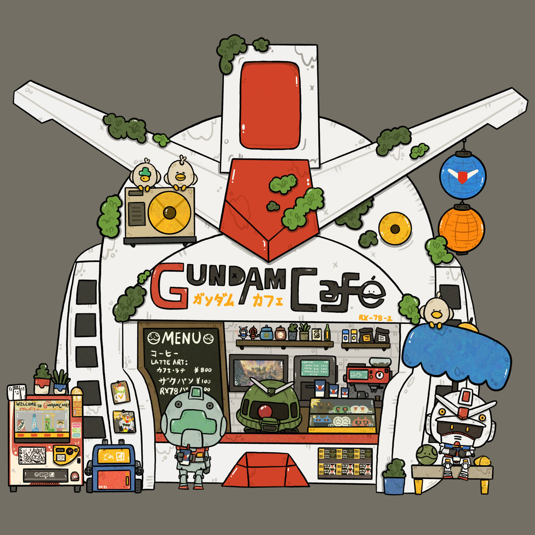 Gundam Head Cafe Art Print | Sushiboiiiyy (CAN)