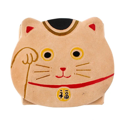 Leather Lucky Cat Coin Purse (Japan)