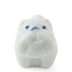 Ceramic Bulldog Chopstick Rest | White (Japan)