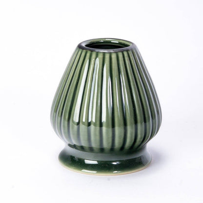 Dark Green Porcelain Matcha Whisk Stand | Ribbed Gloss