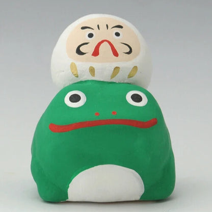 Ceramic Frog and Daruma Figurine (Japan)