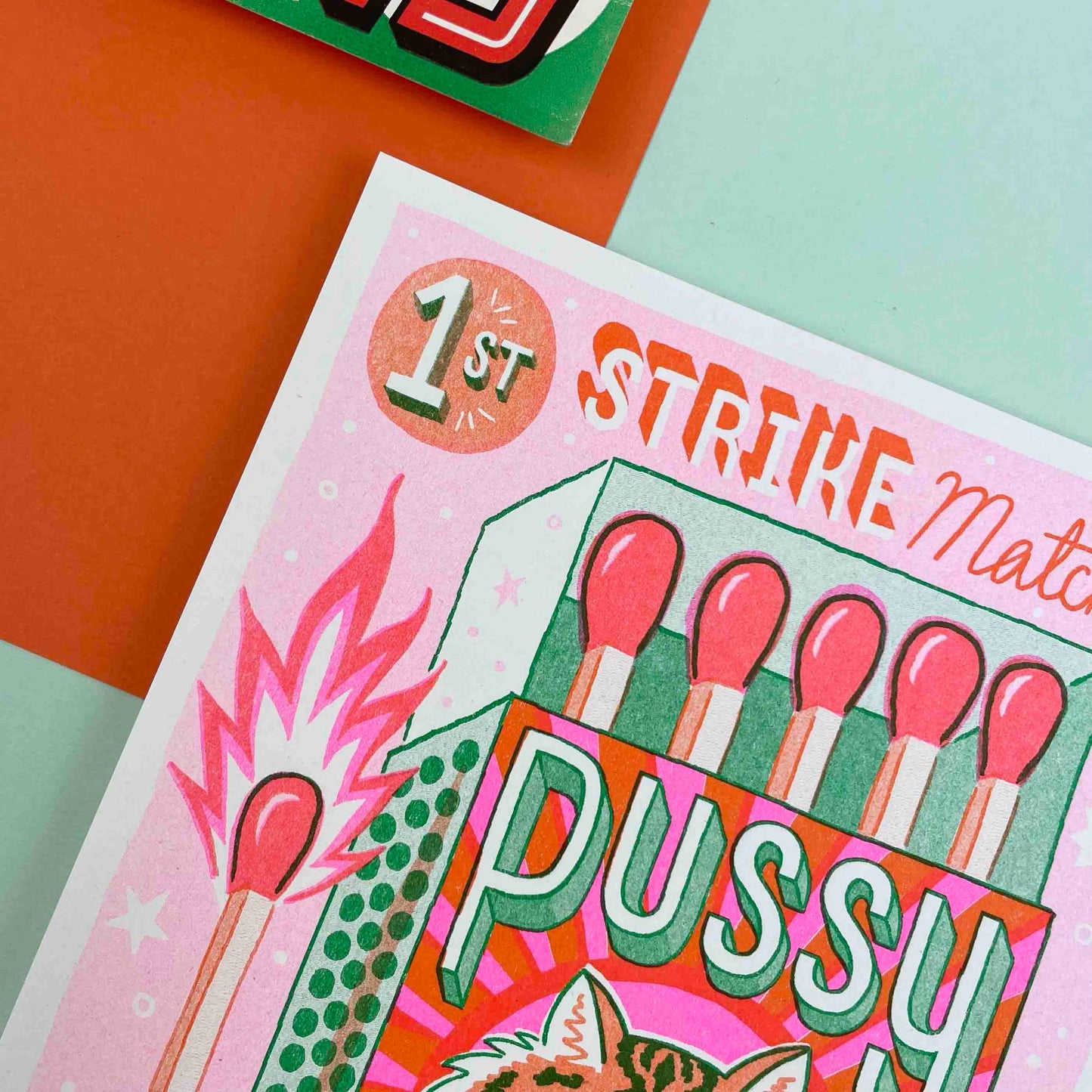 Pussy Power Matchbox A5 Risograph Print | Jacqueline Colley (UK)