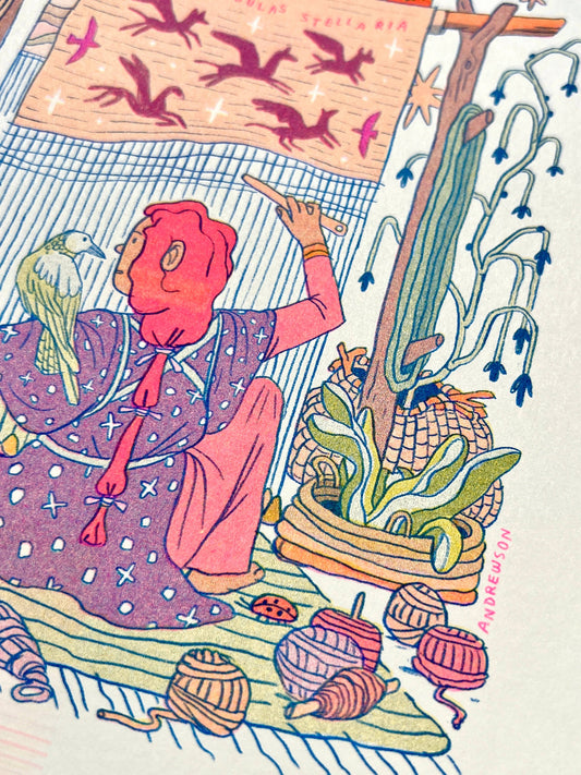 The Weaver: Builder of Star Stories Risograph Print | Natalie Andrewson (CA)