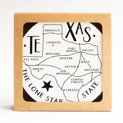 Texas State Map Coaster Set | Onderkast Studio (TX)