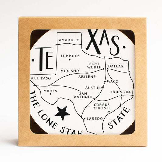 Texas State Map Coaster Set | Onderkast Studio (TX)