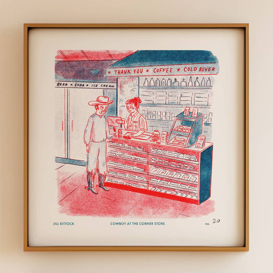 Cowboy At The Corner Store Small Print | Jill Kittock (MN)
