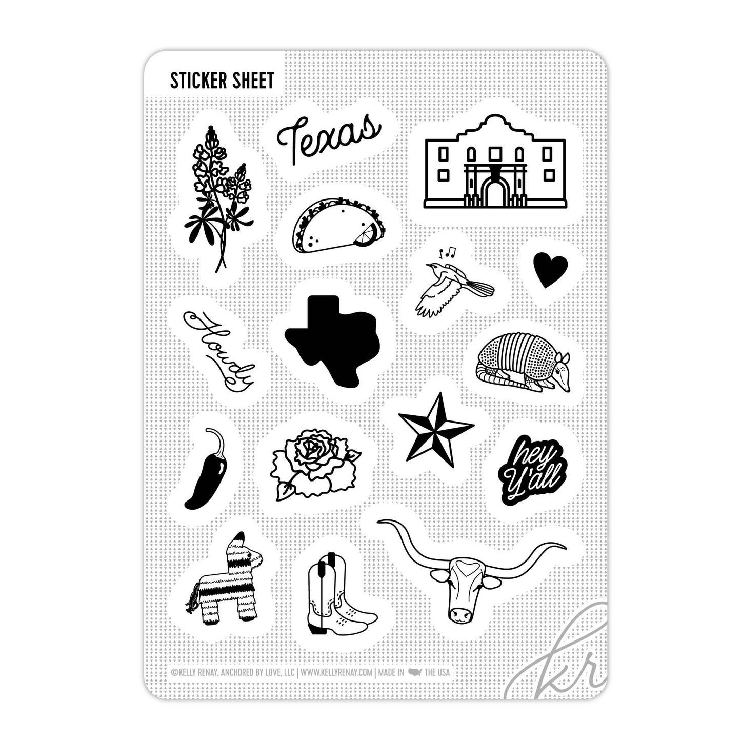 Texas Sticker Sheet | Kelly Renay (TX)