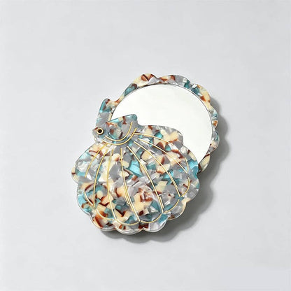 Vintage Seashell Acetate Compact Mirror