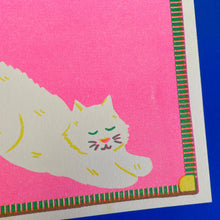 Load image into Gallery viewer, White Cat Mini RIsograph Print | Naomi Wilkinson (UK)
