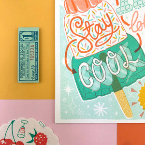 Stay Cool Lollipop A5 Risograph Print | Jacqueline Colley (UK)