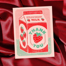 Load image into Gallery viewer, Strawberry Milk Thank You Risograph Card | Bromstad Printing Co. (VA)
