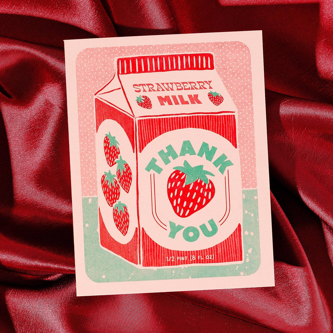 Strawberry Milk Thank You Risograph Card | Bromstad Printing Co. (VA)