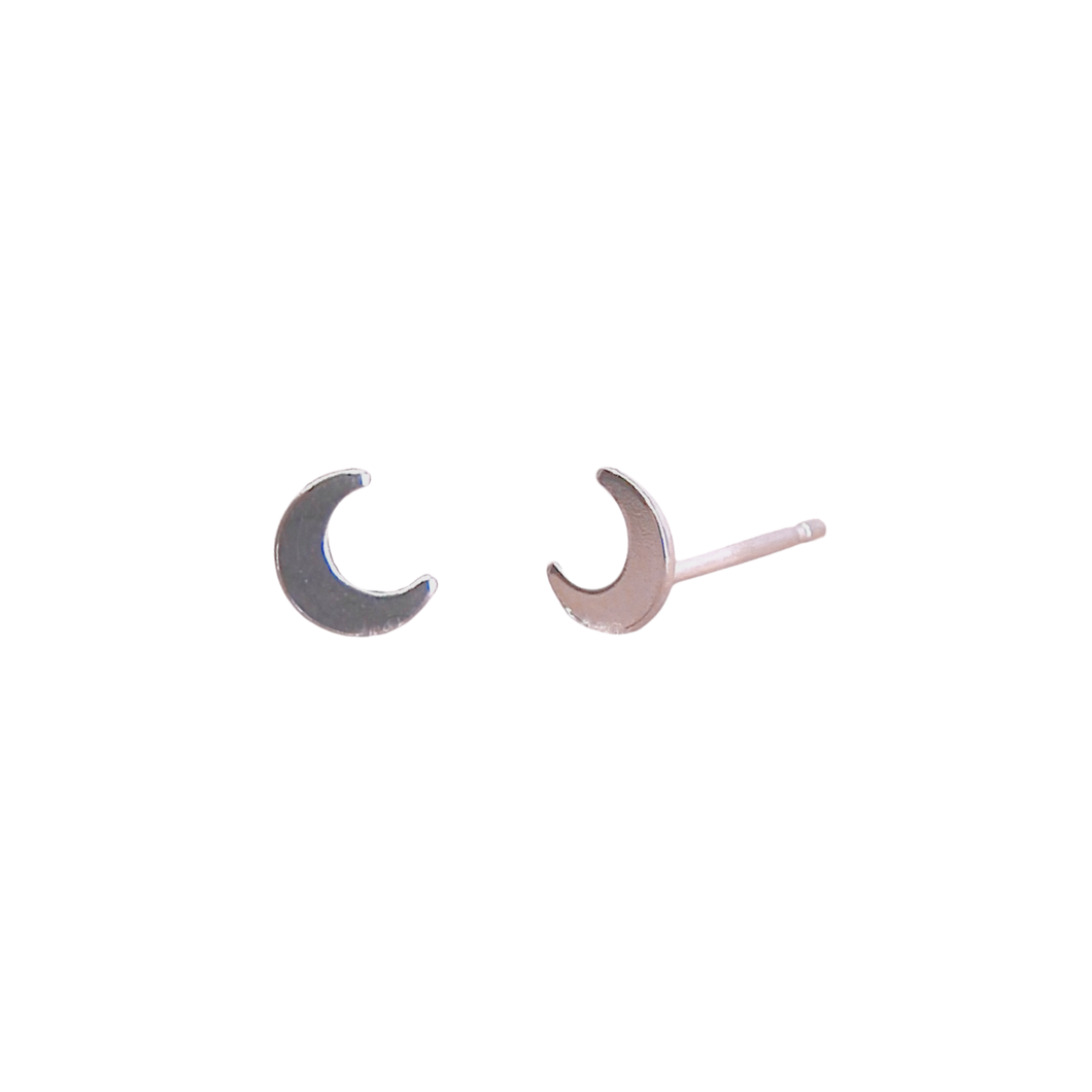 Crescent Moon Tiny Stud Earrings | Mineral and Matter (UT)