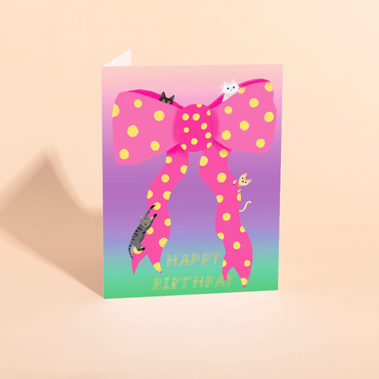 Ribbon and Cats Birthday Card | Carolyn Suzuki (CA)