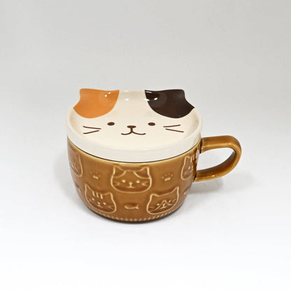 Calico Cat Coffee Mug With Saucer Lid | Nagomi (Japan)
