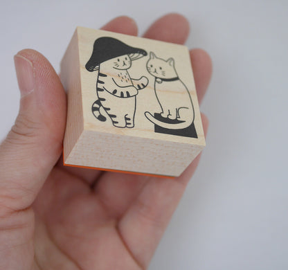 Mushroom Cat and Friend Stamp | 4Legs (Japan)