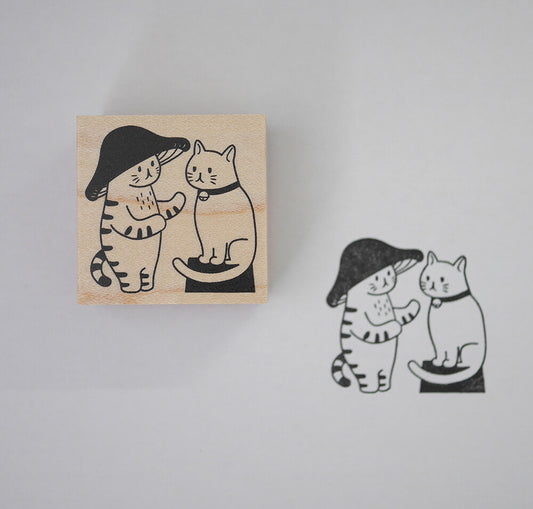 Mushroom Cat and Friend Stamp | 4Legs (Japan)