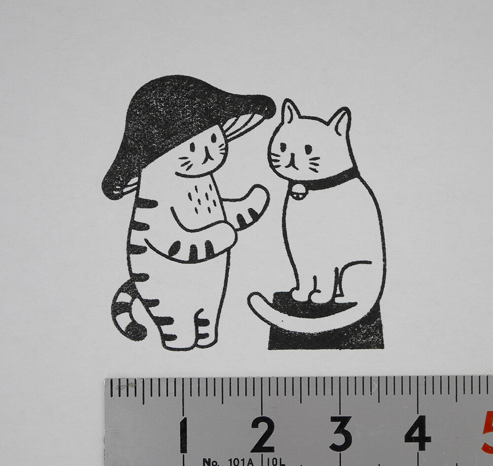 Mushroom Cat and Friend Stamp | 4Legs (Japan)