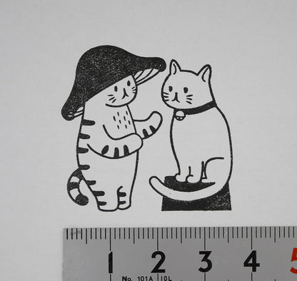 Mushroom Cat and Friend Stamp | 4Legs (Japan)