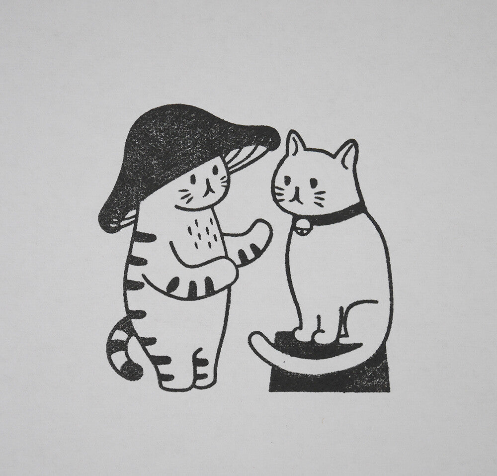 Mushroom Cat and Friend Stamp | 4Legs (Japan)