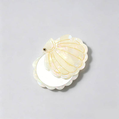Vintage Seashell Acetate Compact Mirror