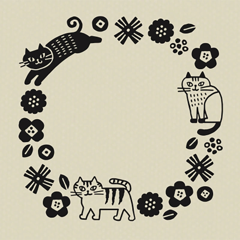 Floral Cat Rubber Stamp | Decole (Japan)