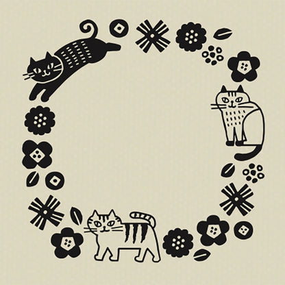 Floral Cat Rubber Stamp | Decole (Japan)