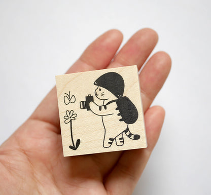 Mushroom Cat with camera Stamp | 4Legs (Japan)