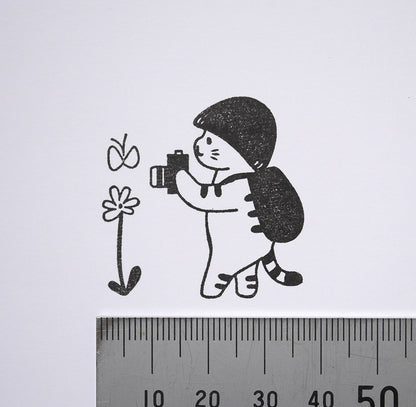 Mushroom Cat with camera Stamp | 4Legs (Japan)