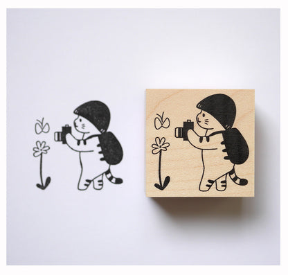 Mushroom Cat with camera Stamp | 4Legs (Japan)