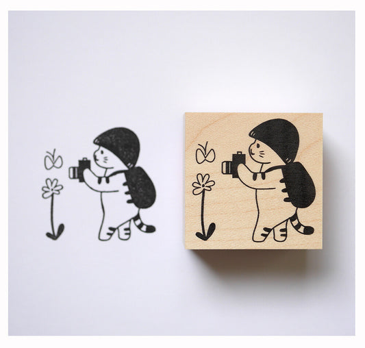 Mushroom Cat with camera Stamp | 4Legs (Japan)