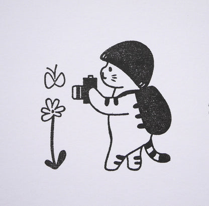 Mushroom Cat with camera Stamp | 4Legs (Japan)