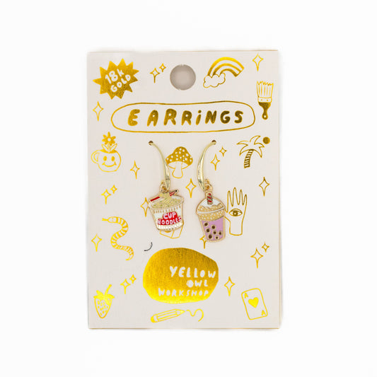 Cup Noodle & Boba Earrings | Yellow Owl Workshop (CA)