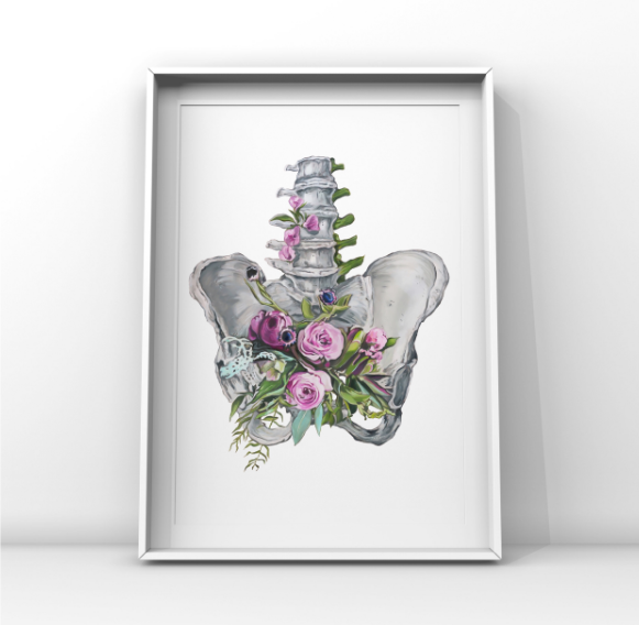 Floral Pelvis Anatomy Art Print | Trisha Thompson Adams (OK)