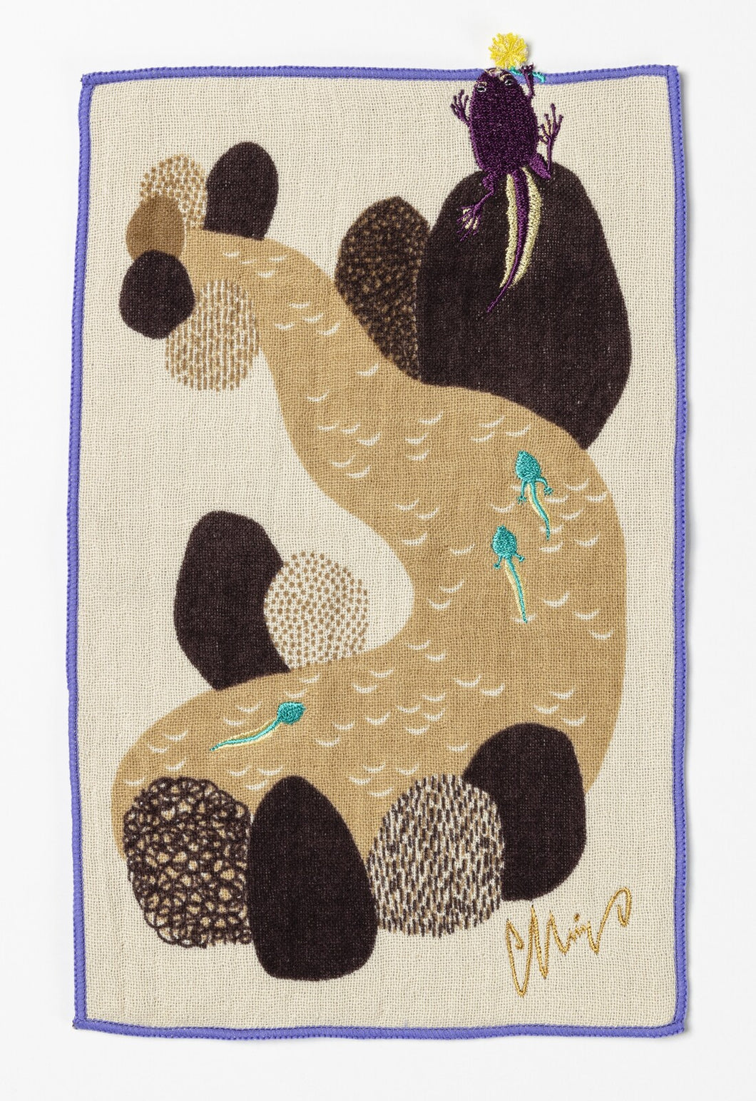 Towel Handkerchief Pocket | Gray Toad / Violet | moritaMiW x Kusubashi Monori