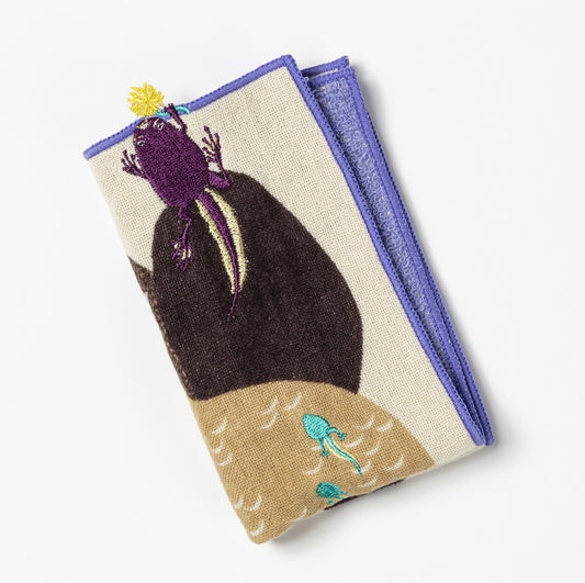 Towel Handkerchief Pocket | Gray Toad / Violet | moritaMiW x Kusubashi Monori